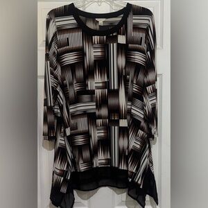 Cato Black and Brown Geometric Blouse